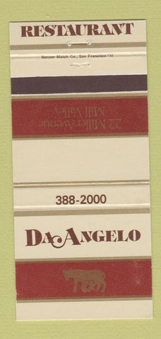 Matchbook Cover - Da Angelo Restaurant Mill Valley CA 30 Strike