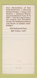 Matchbook Cover - Sabella's Restaurant Marin CA WEAR Mill Valley 30 Strike