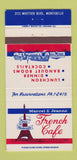 Matchbook Cover Marcel & Jeanne French Cafe Montebello CA Eiffel Tower 30 Strike