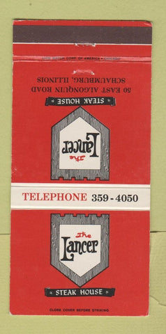 Matchbook Cover - The Lancer Steak House Schaumburg IL 30 Strike