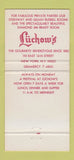 Matchbook Cover - Luchow's Restaurant New York City 30 Strike