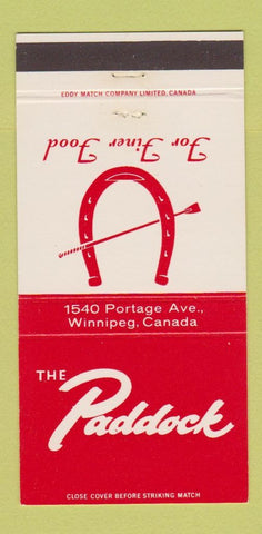 Matchbook Cover - The Paddock Winnipeg MB restaurant 30 Strike