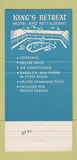 Matchbook Cover - King's Retreat Restaurant Motel Whittier CA 30 Strike