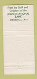 Matchbook Cover - Union National Bank Bartlesville OK 30 Strike