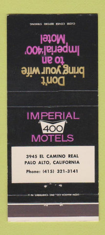 Matchbook Cover - Imperial 400 Motel Palo Alto CA 30 Strike