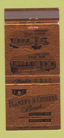 Matchbook Cover - Farmers and Citizens Bank Sauk City Merrimac WI 30 Strike