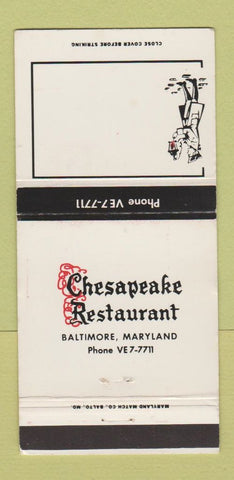 Matchbook Cover - Chesapeake Restaurant Baltimore MD  30 Strike