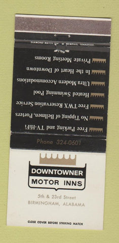 Matchbook Cover - Downtowner Motor Inns Birmingham AL 30 Strike