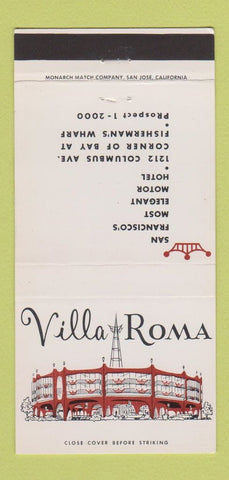 Matchbook Cover - Villa Roma San Francisco CA 30 Strike