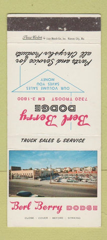 Matchbook Cover - Berl Berry Dodge Kansas City MO 30 Strike