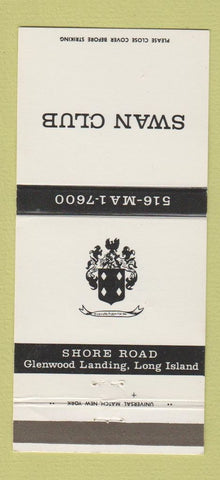 Matchbook Cover - Swan Club Glenwood Landing LI NY 30 Strike
