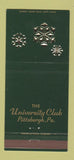 Matchbook Cover - University Club Pittsburgh PA Christmas 30 Strike