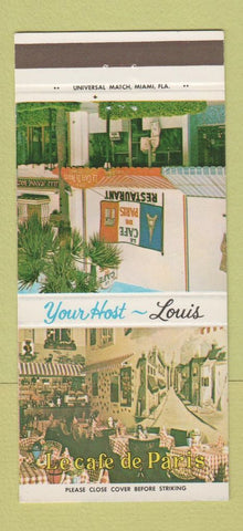 Matchbook Cover - Le Cafe De Paris Fort Lauderdale FL Eiffel Tower 30 Strike