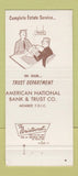 Matchbook Cover - American National Bank Bowling Green KY WEAR 30 Strike