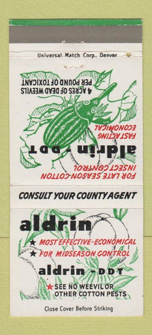 Matchbook Cover - Aldrin DDT Cotton Pest Control Denver Colorado 30 Strike