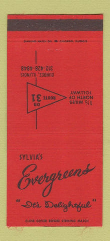 Matchbook Cover - Sylvia's Evergreens Dundee IL 30 Strike