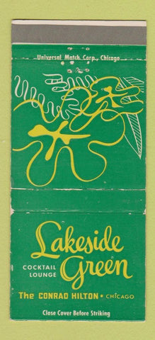 Matchbook Cover - Lakeside Green Conrad Hilton Hotel Chicago IL WEAR 30 Strike