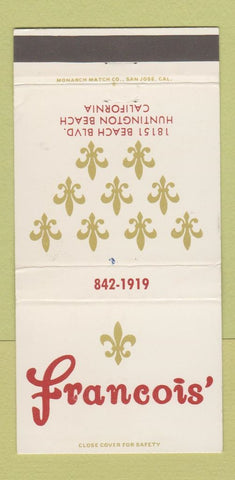 Matchbook Cover - Francois' Huntington Beach CA 30 Strike