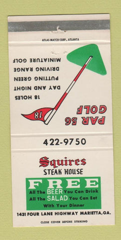 Matchbook Cover - Squires Steak House Marietta GA 30 Strike