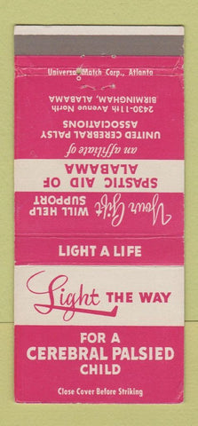 Matchbook Cover - Spastic Aid Birmingham AL Cerebral Palsy  WEAR 30 Strike