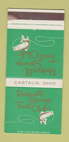 Matchbook Cover - Rockwell Springs Trout Club Castalia OH WEAR 30 Strike