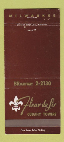 Matchbook Cover - Fleur de Lis Cudahy Towers Milwaukee WI WEAR 30 Strike