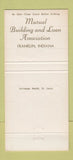 Matchbook Cover - Mutual Building and Loan Franklin IN Christmas 30 Strike
