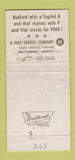 Matchbook Cover - The Bedford Company Billiards Tables Mission KS 30 Strike