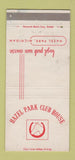 Matchbook Cover - Hazel Park Club House MI  WORN 30 Strike
