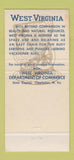 Matchbook Cover - West Virginia Tourism Commerce Charleston WV 30 Strike