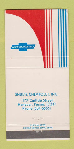 Matchbook Cover - Shultz Chevrolet Hanover PA 30 Strike