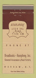 Matchbook Cover - Broadbrooks Humphrey Insurance Real Estate Warsaw NY 30 Strike
