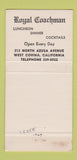 Matchbook Cover - Royal Coachman Restaurant West Covina CA 30 Strike