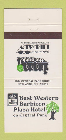 Matchbook Cover - Best Western Barbizon Plaza Hotel New York City WEAR 30 Strike
