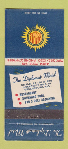 Matchbook Cover - Diplomat Motel Greensboro NC 30 Strike