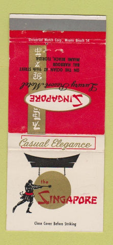 Matchbook Cover - The Singapore Restaurant Miami Beach FL 30 Strike