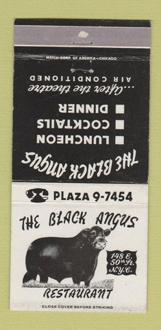 Matchbook Cover - The Black Angus Restaurant New York City 30 Strike