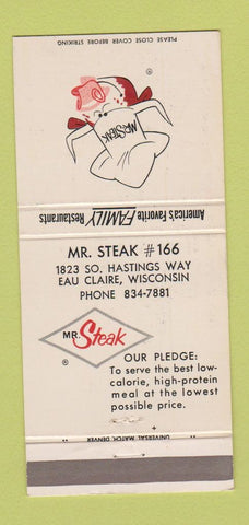 Matchbook Cover - Mr Steak Eau Claire WI 30 Strike