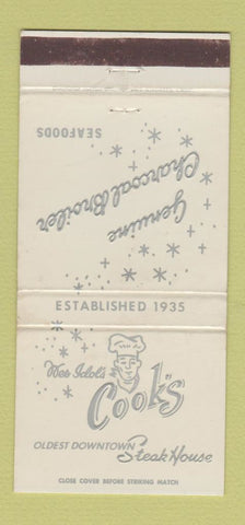 Matchbook Cover - Wes Idol's Cook's Steak House Los Angeles? WEAR 30 Strike