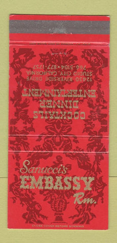Matchbook Cover - Sanucci's Embassy Room Studio City CA 30 Strike