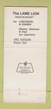 Matchbook Cover - Lame Lion Restaurant Parma OH 30 Strike