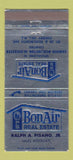 Matchbook Cover - Bon Air Real Estate Cherry Hill NJ 30 Strike