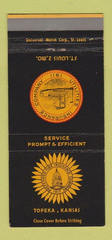Matchbook Cover - Utilities Insurance Company Topeka KS St Louis MO 30 Strike