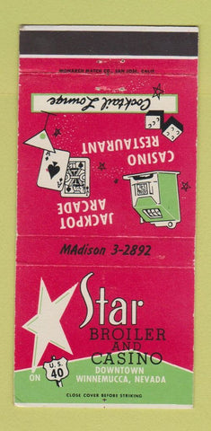 Matchbook Cover - Star Broiler Casino Winnemucca NV 30 Strike