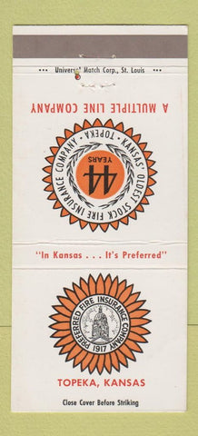 Matchbook Cover - Preferred Fire Insurance Topeka KS 30 Strike