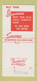 Matchbook Cover - Preferred Fire Insurance Topeka KS 30 Strike