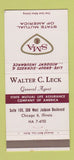 Matchbook Cover - State Mutual Insurance Walter Leck Chicago IL 30 Strike