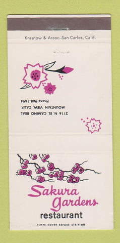 Matchbook Cover - Sakura Gardens Mountain View CA 30 Strike