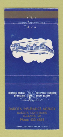 Matchbook Cover - Dakota Insurance Agency Milbank SD 30 Strike