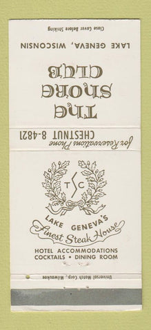 Matchbook Cover - The Shore Club Lake Geneva WI 30 Strike